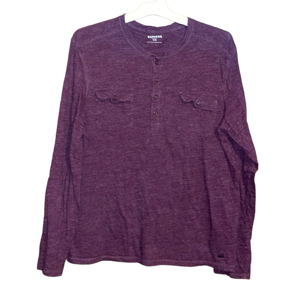 •EXPRESS•MENS' HEATHERED BURGUNDY HENELY TOP SIZE MEDIUM